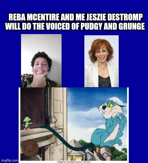 Jeszie And Reba In Pudgy And Grunge Old Cartoon | image tagged in reba mcentire,hollywood,cartoons | made w/ Imgflip meme maker