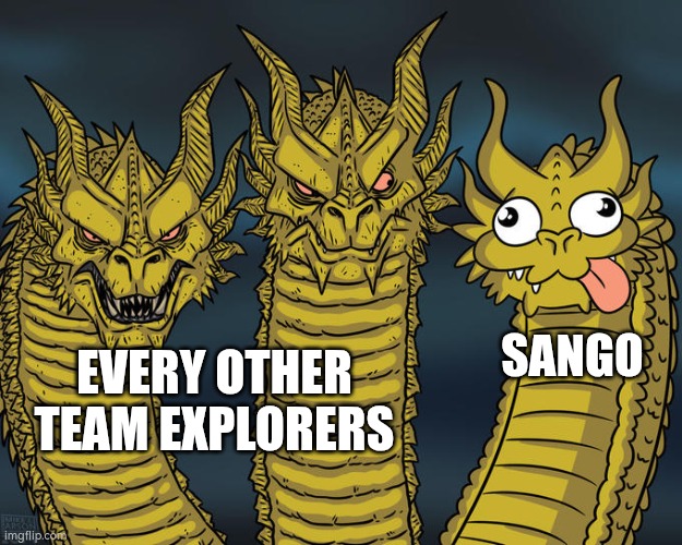 What do you guys think about Team Explorers from Pokémon Horizons? | SANGO; EVERY OTHER TEAM EXPLORERS | image tagged in three-headed dragon,pokemon horizons,team explorers | made w/ Imgflip meme maker