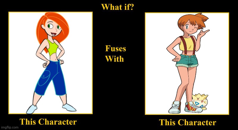 What if Kim Possible Fuses With Mitsy | image tagged in what if fuses,mitsy,pokemon,kim possible,redheads,tomboys | made w/ Imgflip meme maker