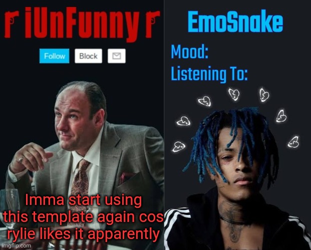 iUnFunny and EmoSnake template | Imma start using this template again cos rylie likes it apparently | image tagged in iunfunny and emosnake template | made w/ Imgflip meme maker