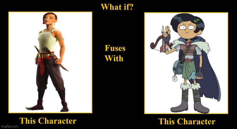 What if Namaari Fuses With Marcy Wu | image tagged in what if fuses,namaari,marcy wu,amphibia,black hair,short hair | made w/ Imgflip meme maker