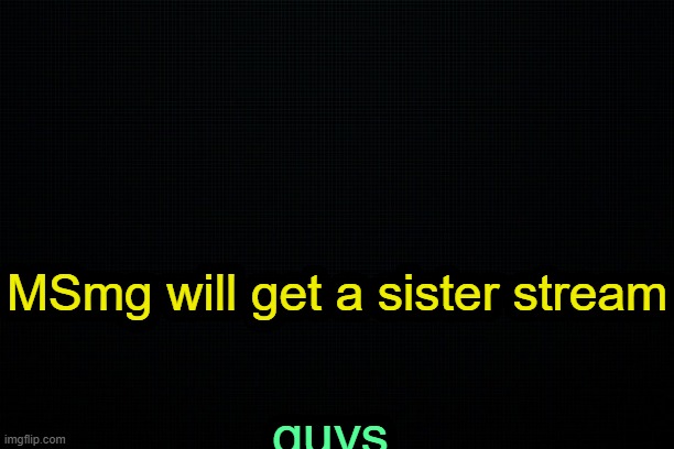 . | MSmg will get a sister stream; guys | image tagged in the black | made w/ Imgflip meme maker