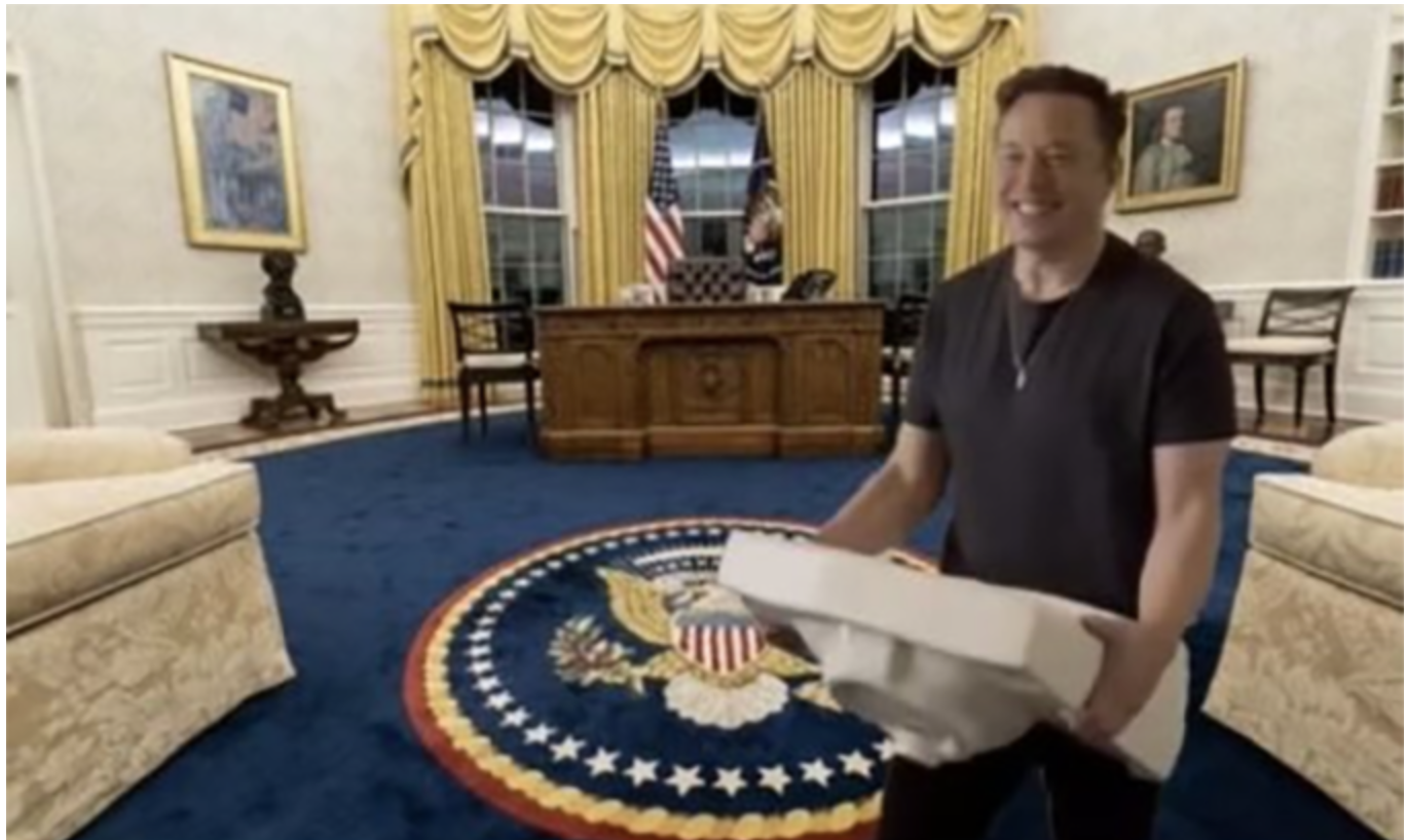 Elon Musk with sink in Oval Office Blank Meme Template