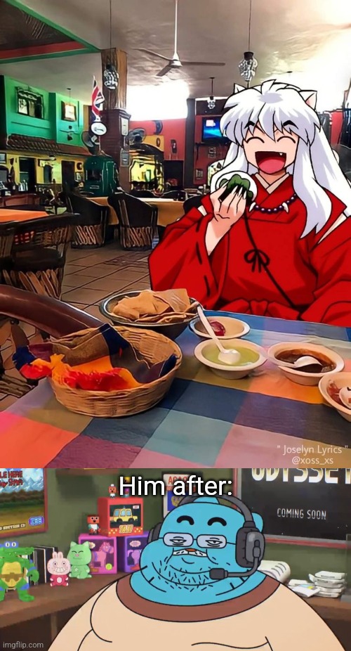 Inuyasha the fatass | Him after: | image tagged in inuyasha,discord moderator | made w/ Imgflip meme maker