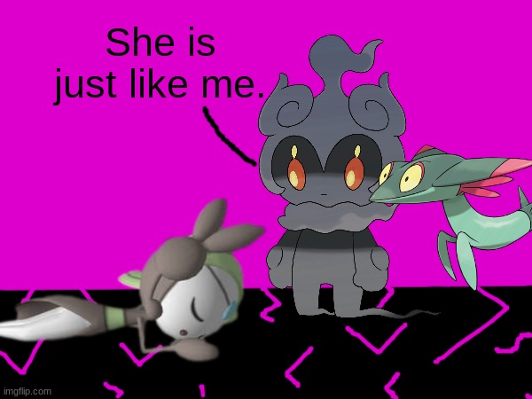 Marshadow Legends: Origins: "She is just like me".mp3 | image tagged in marshadow legends,paleoverse,eoiverse | made w/ Imgflip meme maker