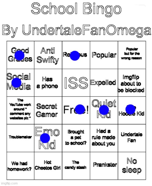 School Bingo | image tagged in school bingo | made w/ Imgflip meme maker