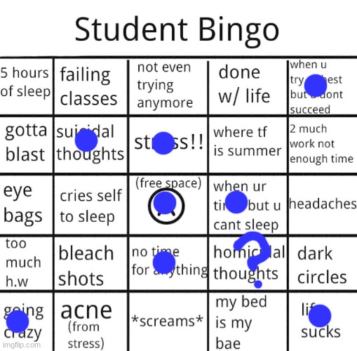 student bingo | image tagged in student bingo | made w/ Imgflip meme maker