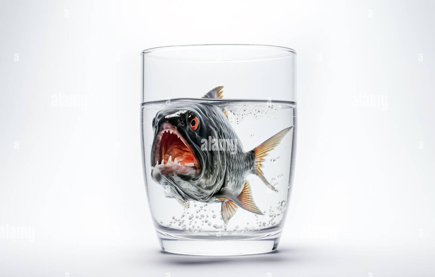 Piranha in a glass of water Blank Meme Template