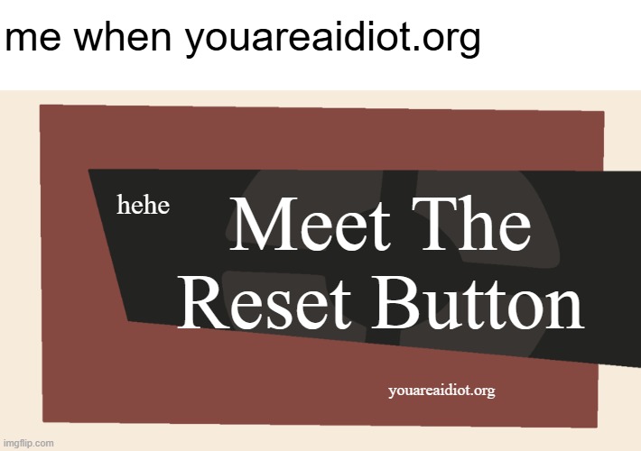 Meet the <Blank> | hehe Meet The Reset Button youareaidiot.org me when youareaidiot.org | image tagged in meet the blank | made w/ Imgflip meme maker