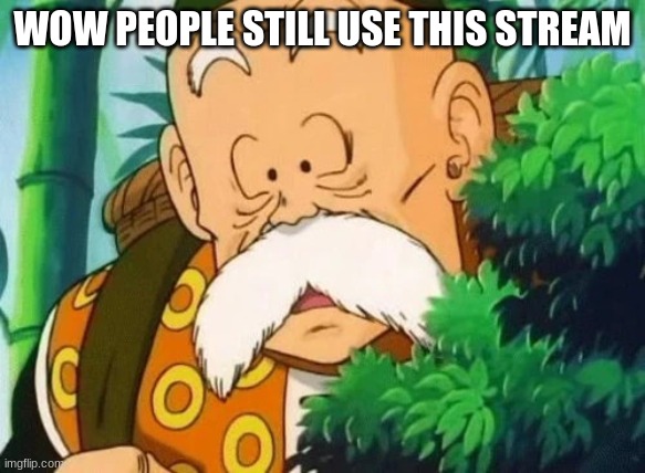 grandpa gohan | WOW PEOPLE STILL USE THIS STREAM | image tagged in grandpa gohan | made w/ Imgflip meme maker