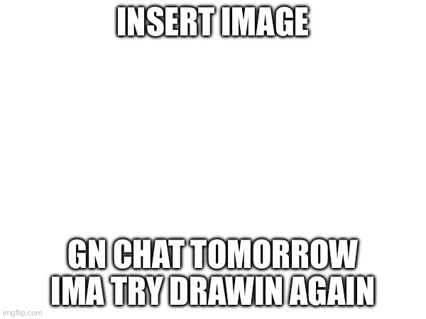 INSERT IMAGE; GN CHAT TOMORROW IMA TRY DRAWIN AGAIN | made w/ Imgflip meme maker