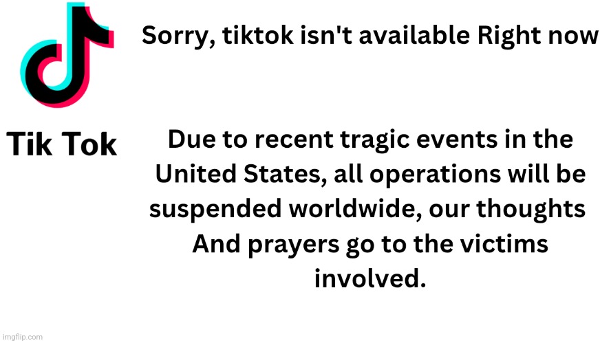 (Fictional) due to the riots and nuclear explosions in the United States, tiktok suspended operations worldwide to mourn losses. | image tagged in tiktok sucks | made w/ Imgflip meme maker