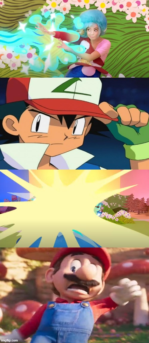 tammy turns ash ketchum into mario | image tagged in tammy turns who into blank,video games,ash ketchum,pokemon,mario,transformation | made w/ Imgflip meme maker