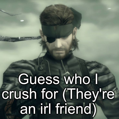 Just guess their name | Guess who I crush for (They're an irl friend) | image tagged in metal gear solid snake | made w/ Imgflip meme maker
