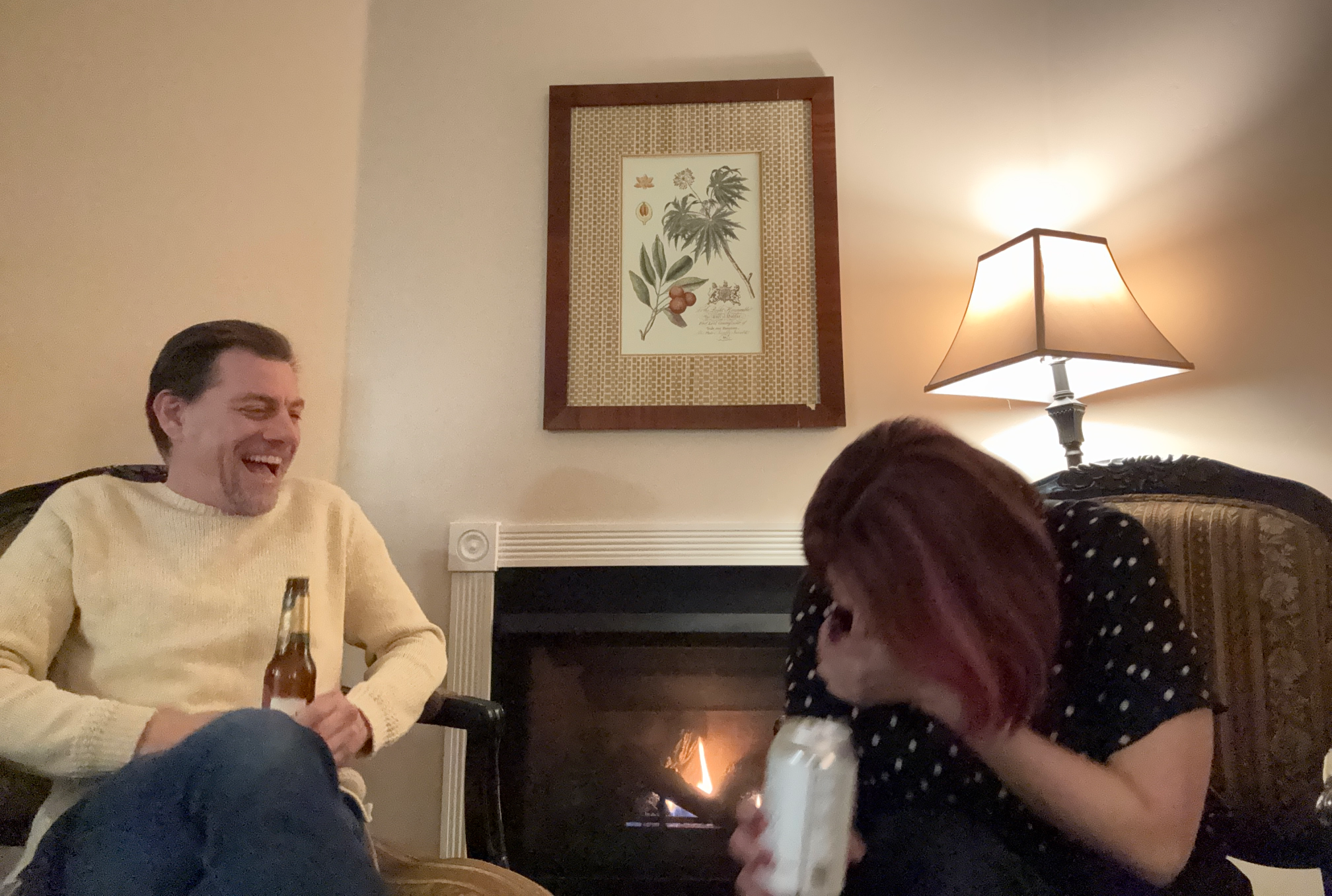 Fireside White Guy Blank Meme Template