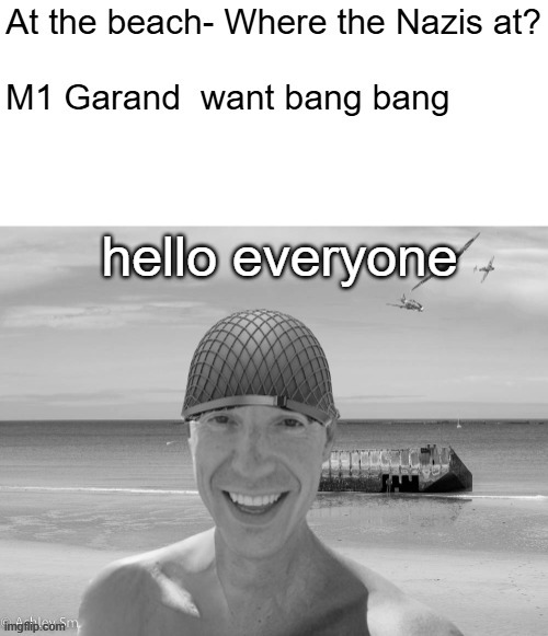 At the beach - Where the Nazis at? | hello everyone | image tagged in at the beach - where the nazis at | made w/ Imgflip meme maker