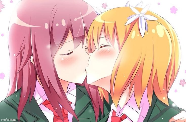 ANIME GIRLS KISSING | image tagged in anime girls kissing | made w/ Imgflip meme maker