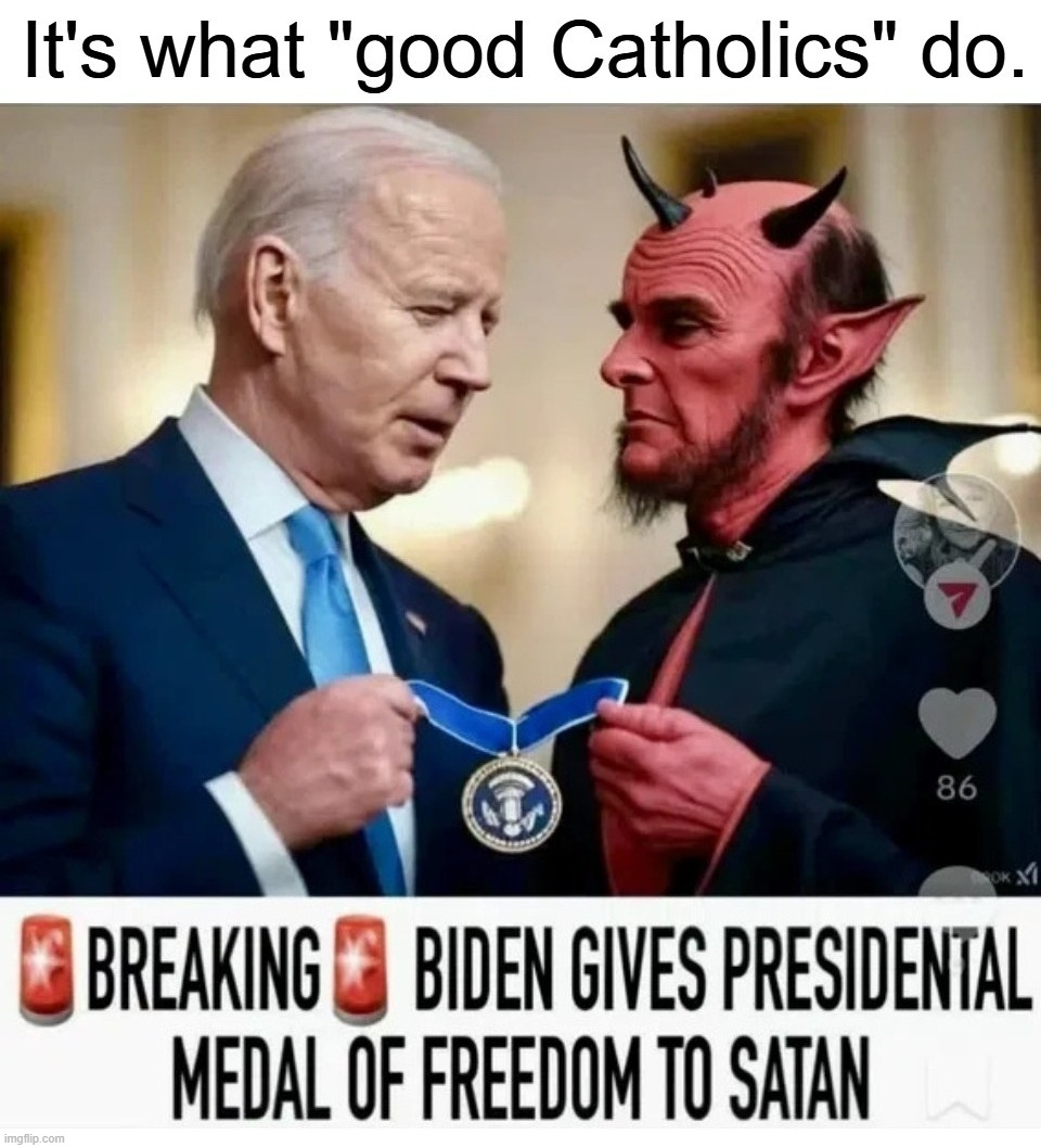 Pedohitler gives Medal of Freedom to satan. | image tagged in pedohitler,good catholics,satan,thanks satan,highway to hell,why am i in hell | made w/ Imgflip meme maker