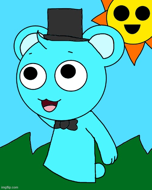 i drew sky in a top hat and bowtie cuz why not | image tagged in sprunki,sky,freddy fazbear,mr sun,art | made w/ Imgflip meme maker