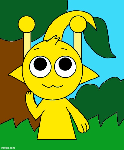 i drew simon as a yellow pikmin | image tagged in simon,sprunki,pikmin,art | made w/ Imgflip meme maker