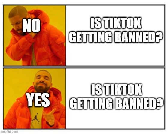 make up your mind America | IS TIKTOK GETTING BANNED? NO; IS TIKTOK GETTING BANNED? YES | image tagged in no - yes | made w/ Imgflip meme maker