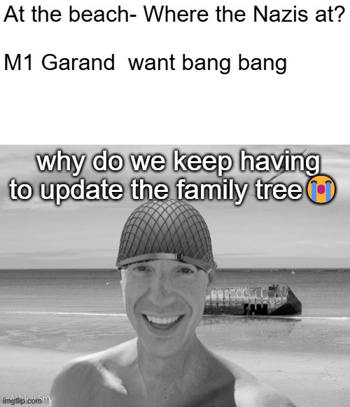 At the beach - Where the Nazis at? | why do we keep having to update the family tree😭 | image tagged in at the beach - where the nazis at | made w/ Imgflip meme maker