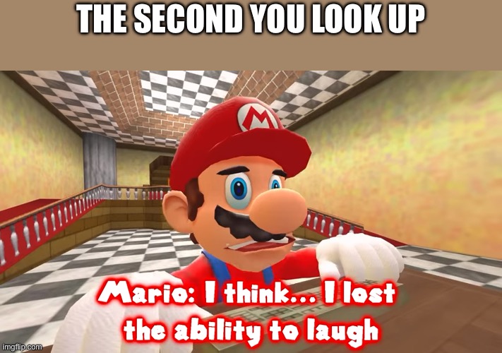 i think i lost the ability to laugh | THE SECOND YOU LOOK UP | image tagged in i think i lost the ability to laugh | made w/ Imgflip meme maker