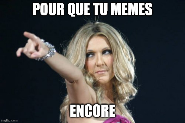 Celine Dion | POUR QUE TU MEMES; ENCORE | image tagged in celine dion | made w/ Imgflip meme maker