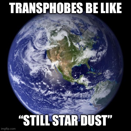 earth | TRANSPHOBES BE LIKE “STILL STAR DUST” | image tagged in earth | made w/ Imgflip meme maker