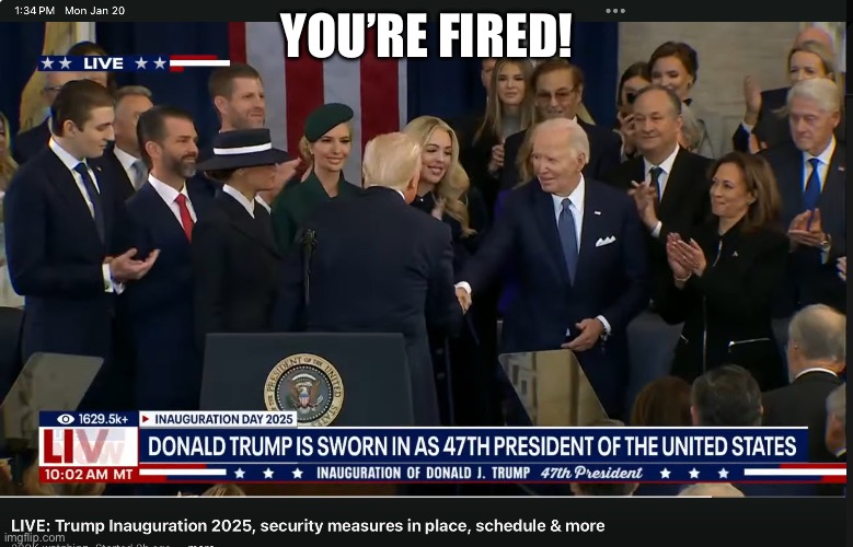 You’re Fired | YOU’RE FIRED! | image tagged in joe biden,donald trump,president_joe_biden,biden,president trump,trump | made w/ Imgflip meme maker