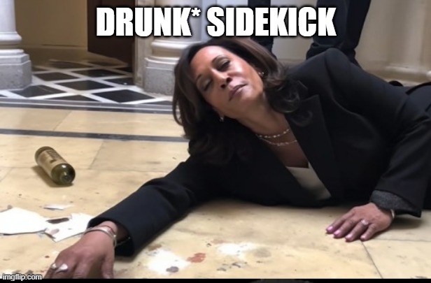 drunk kamala | DRUNK* SIDEKICK | image tagged in drunk kamala | made w/ Imgflip meme maker