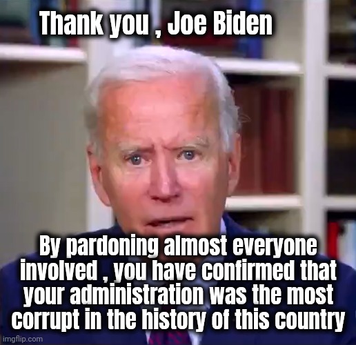 The Democratic Party may never recover | Thank you , Joe Biden; By pardoning almost everyone involved , you have confirmed that your administration was the most corrupt in the history of this country | image tagged in joe biden,government corruption,protect the guilty,democrats,democratting,they're the same picture | made w/ Imgflip meme maker