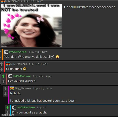 "I'm counting it as a laugh." Like yeah ok, whatever you say :P | made w/ Imgflip meme maker