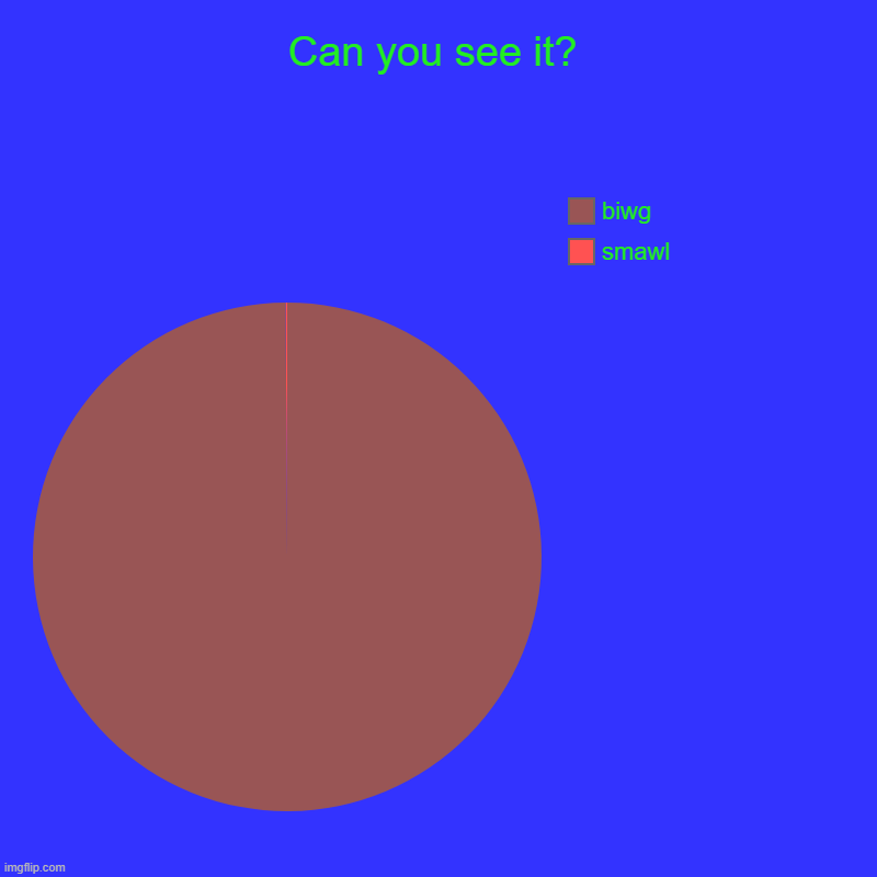 waz up :D | Can you see it? | smawl, biwg | image tagged in charts,pie charts | made w/ Imgflip chart maker