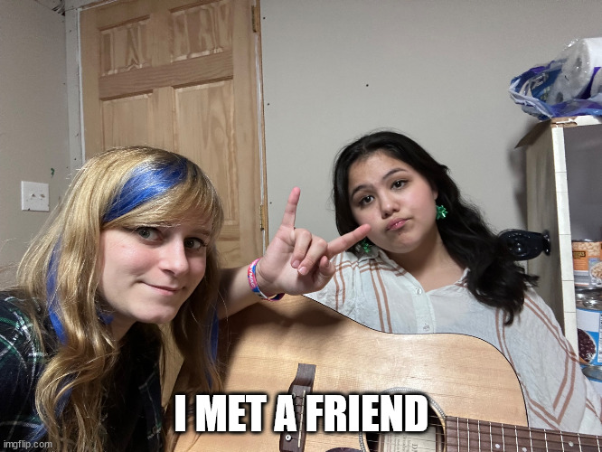 Oh no wait that's my cousin | I MET A FRIEND | image tagged in msmg | made w/ Imgflip meme maker