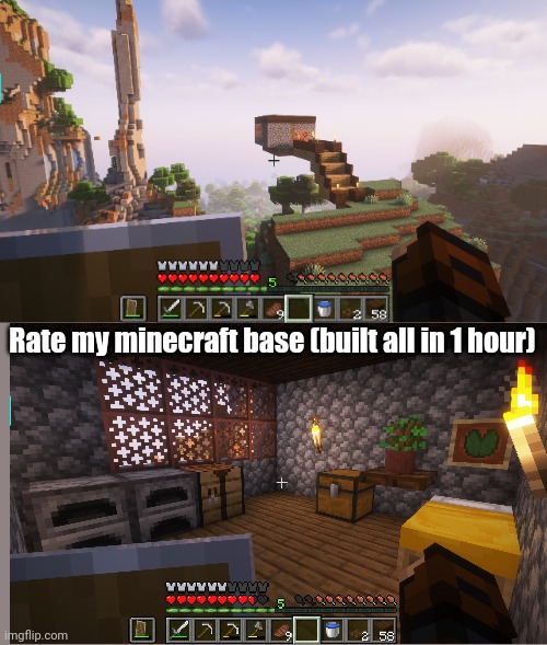 rate the base | Rate my minecraft base (built all in 1 hour) | made w/ Imgflip meme maker