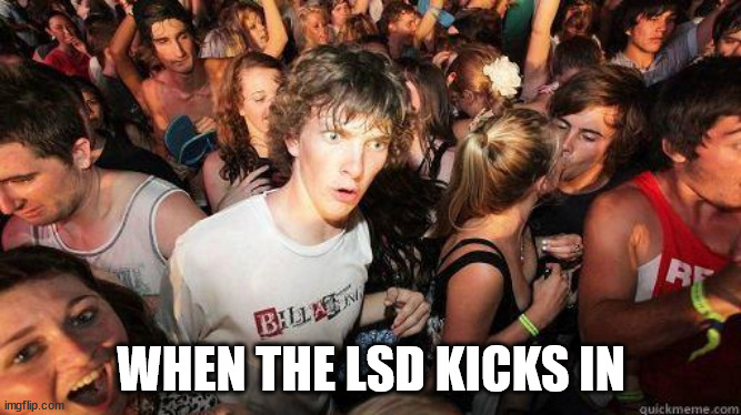 /j/j | WHEN THE LSD KICKS IN | image tagged in sudden realization | made w/ Imgflip meme maker