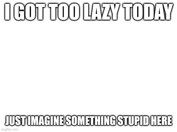 Lazy | I GOT TOO LAZY TODAY; JUST IMAGINE SOMETHING STUPID HERE | image tagged in lazy | made w/ Imgflip meme maker