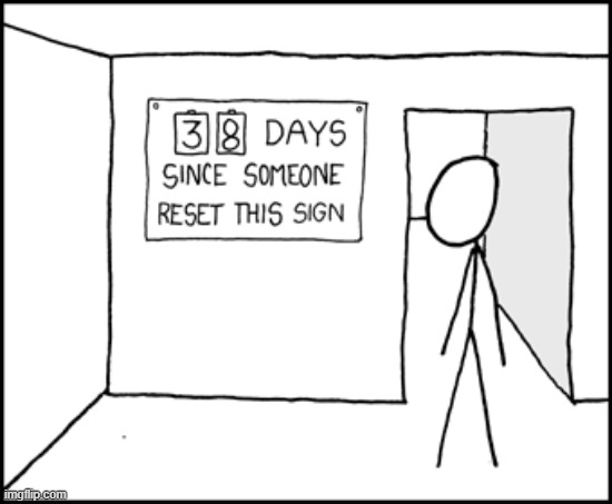 The joke: You're constantly resetting the sign every time you adjust it, so it'd be reset everyday, making it a paradox. | image tagged in sign,numbers,days,reset,paradox,wait what | made w/ Imgflip meme maker