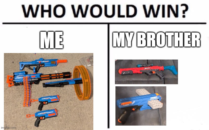 who would win | MY BROTHER; ME | image tagged in memes,who would win,brother | made w/ Imgflip meme maker