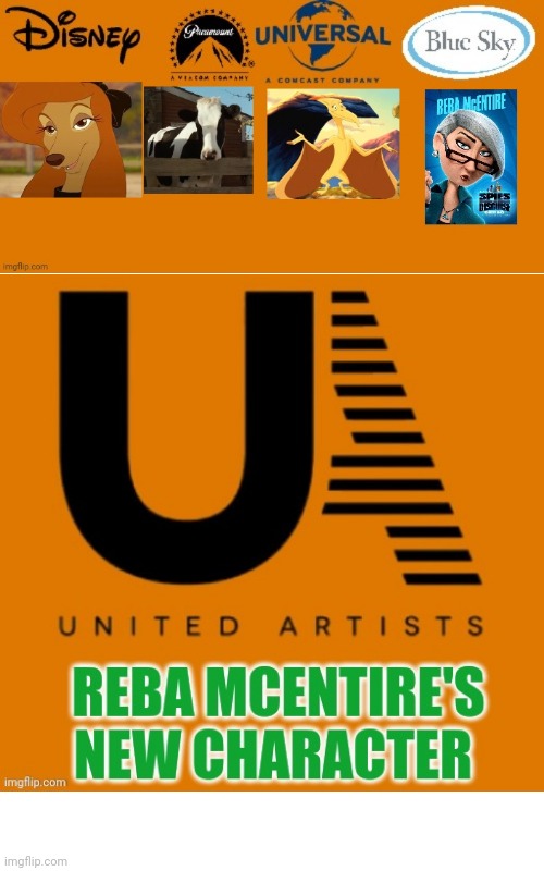 Reba McEntire's New Character In MGM/UA Team | image tagged in reba mcentire,disney,united artists,universal studios,nickelodeon,20th century fox | made w/ Imgflip meme maker