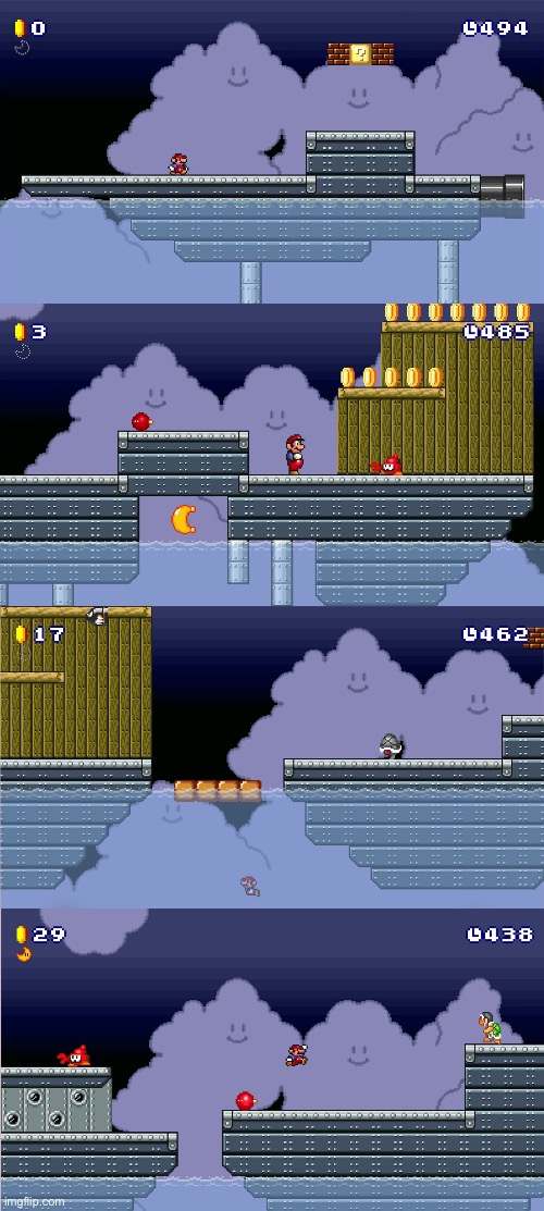 some screenshots of a mario level I feel is pretty well made (by me) | made w/ Imgflip meme maker