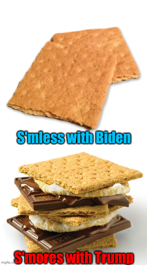 S'mless with Biden S'mores with Trump | image tagged in pill graham,smores | made w/ Imgflip meme maker