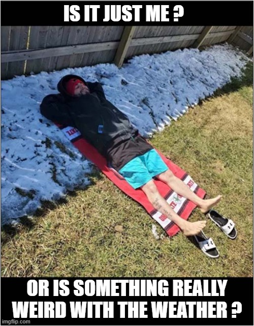 Two Seasons In One Day ! | IS IT JUST ME ? OR IS SOMETHING REALLY WEIRD WITH THE WEATHER ? | image tagged in weather,snow,sunshine | made w/ Imgflip meme maker