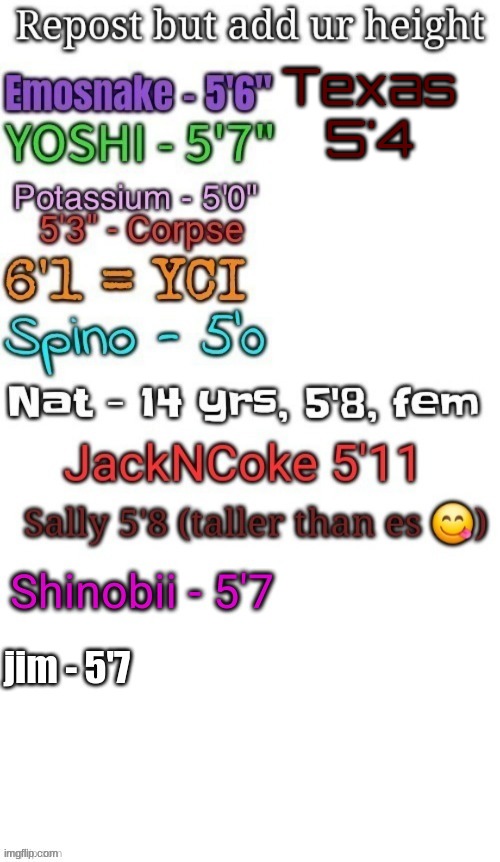 Texas
5'4 | made w/ Imgflip meme maker