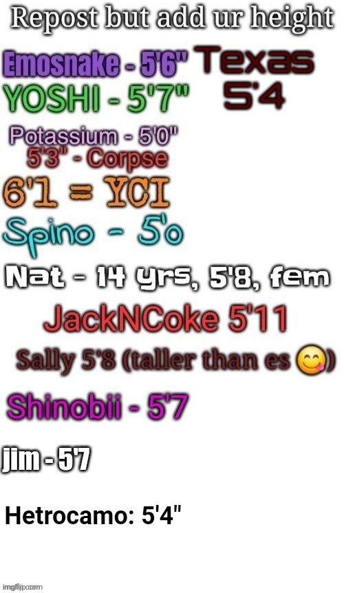 Hopefully the last "repost but X" I repost | Hetrocamo: 5'4" | made w/ Imgflip meme maker