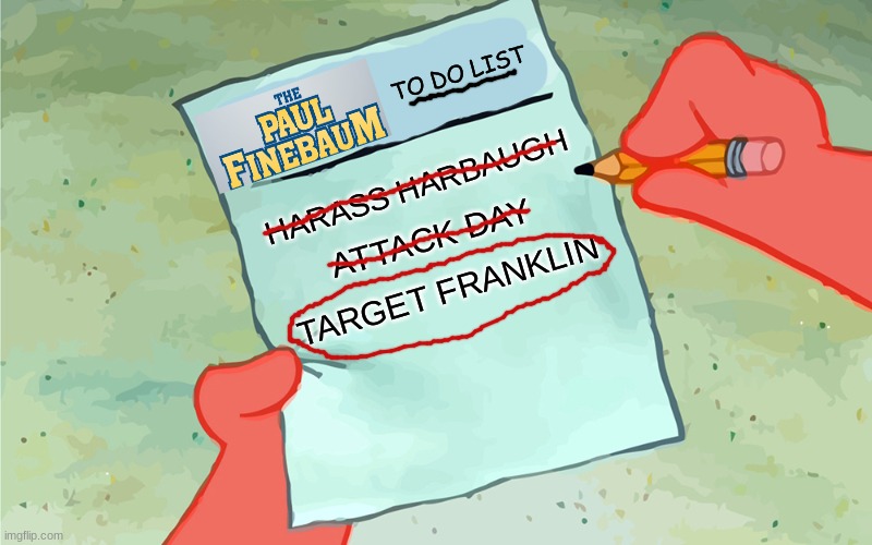 Ryan Day meme | TO DO LIST; HARASS HARBAUGH; ATTACK DAY; TARGET FRANKLIN | image tagged in memes,college football,football,sports,ohio state buckeyes,michigan football | made w/ Imgflip meme maker