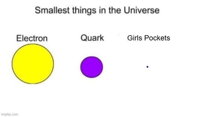 Smallest things in the universe | Girls Pockets | image tagged in smallest things in the universe | made w/ Imgflip meme maker