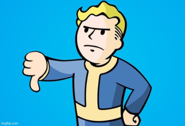 Vault Boy Thumbs Down | image tagged in vault boy thumbs down | made w/ Imgflip meme maker