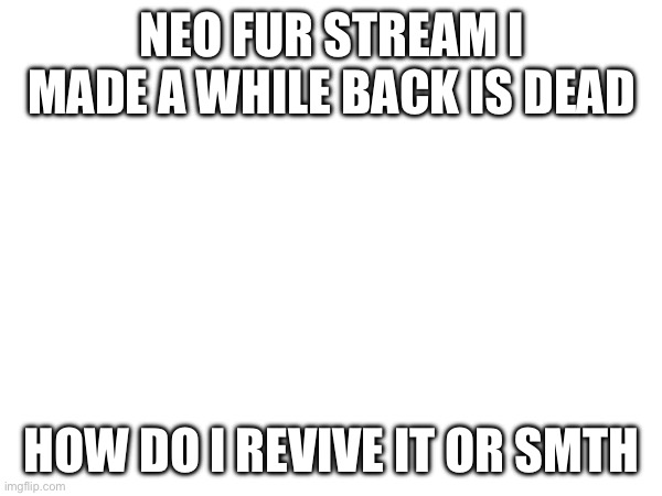 NEO FUR STREAM I MADE A WHILE BACK IS DEAD; HOW DO I REVIVE IT OR SMTH | made w/ Imgflip meme maker